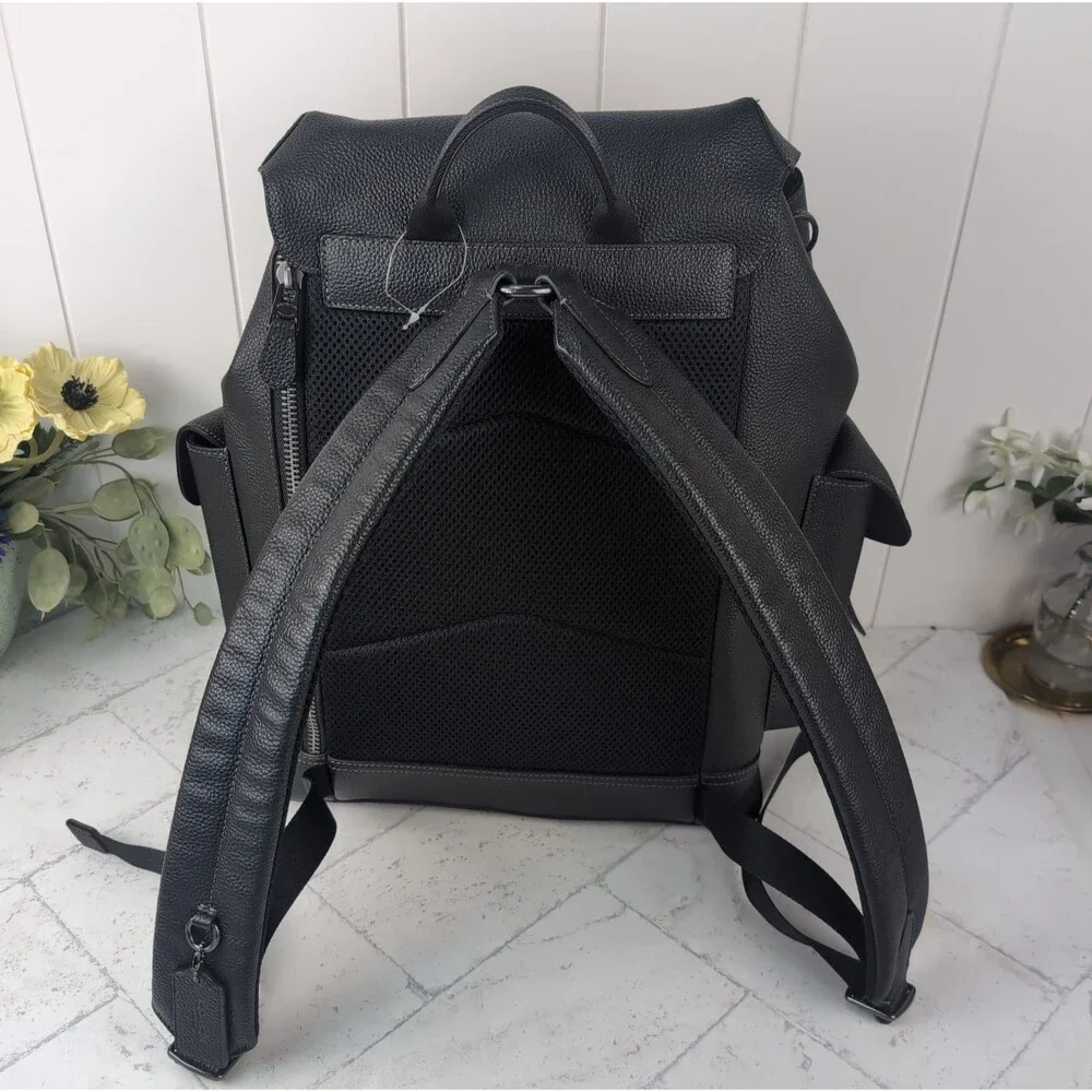 COACH Hudson Backpack Black Pebble Leather CB837560 - Excellent
